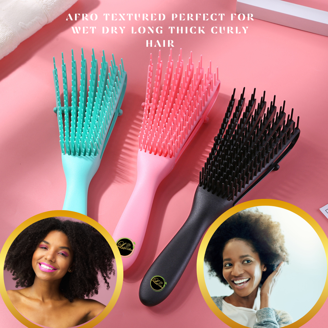 Detangling Brush with Hair Spray Set for Afro Natural Curl Hair