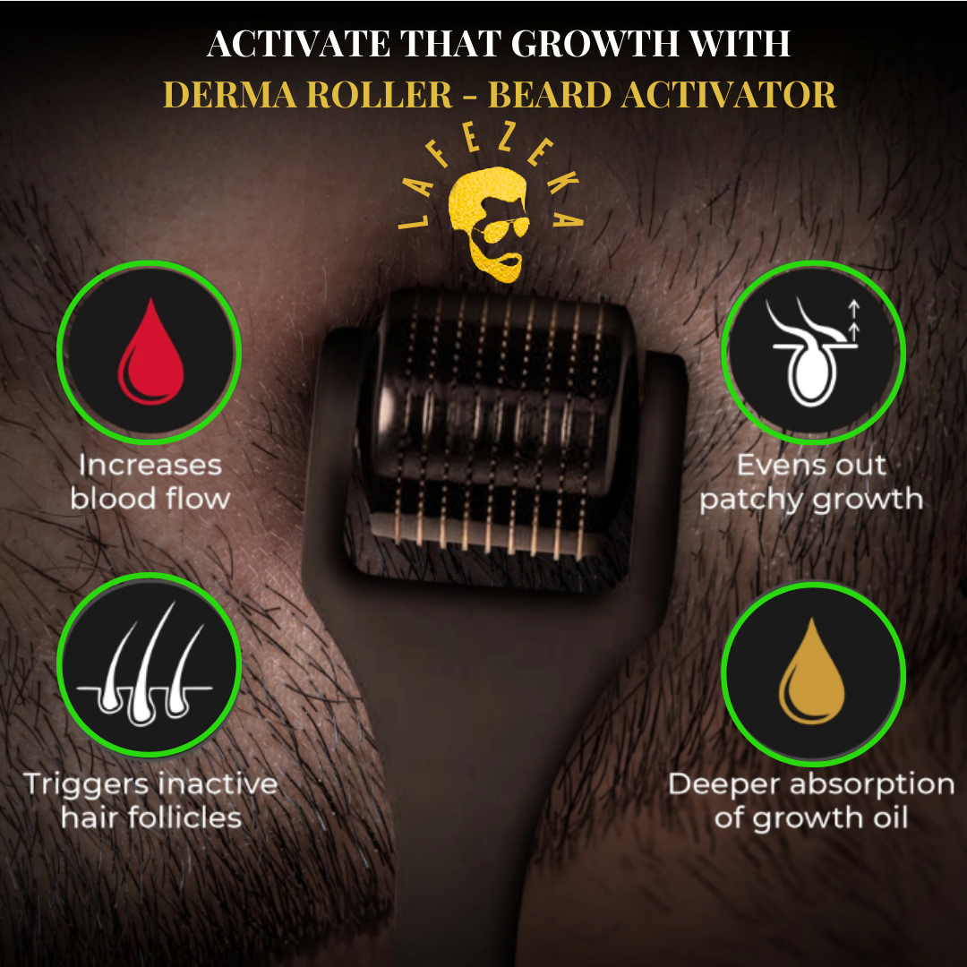 Lafezeka - Beard Growth Kit with Wood Brush & Comb For Men Gift Set