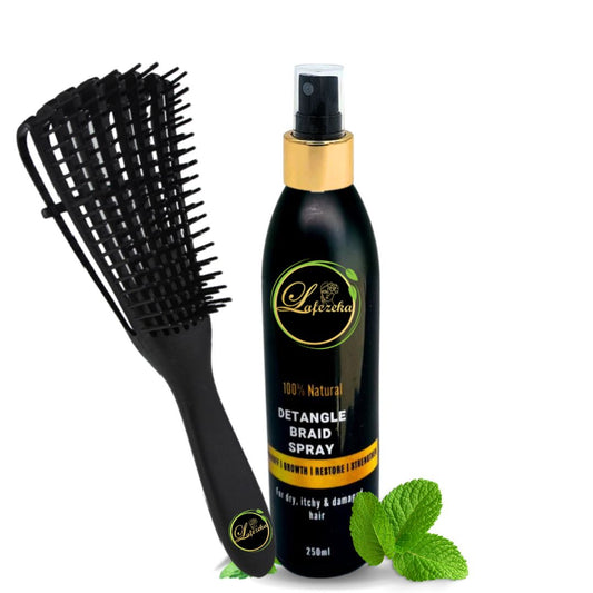 Detangling Brush with Hair Spray Set for Afro Natural Curl Hair
