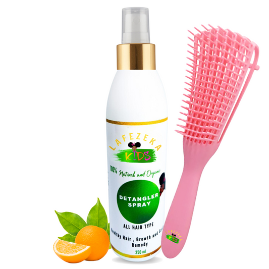 Kids Detangling Brush with Hair Spray Set for Afro Natural Curly Hair