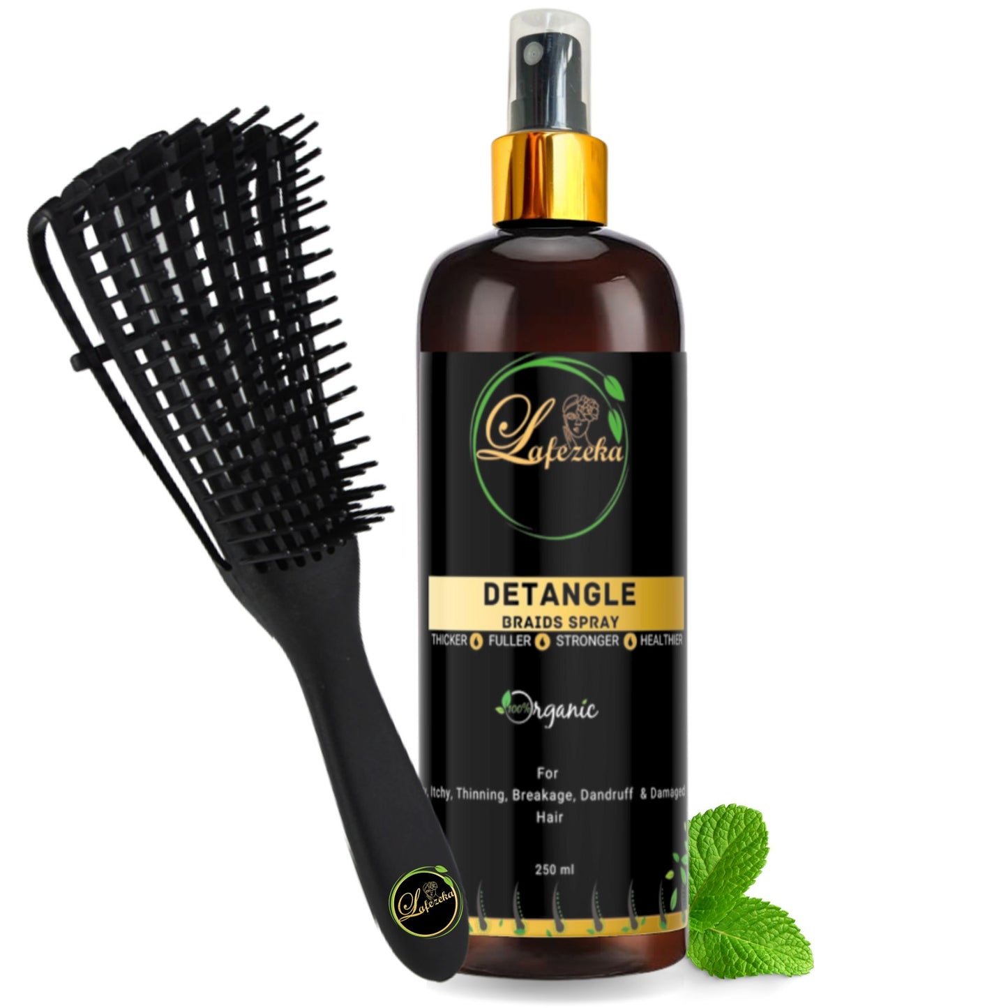 Detangling Brush with Hair Spray Set for Afro Natural Curl Hair